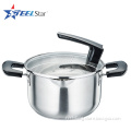 High quality stainless steel casserole with glass lid